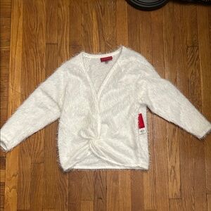 Jennifer Lopez White Fuzzy Sweater size small NWT